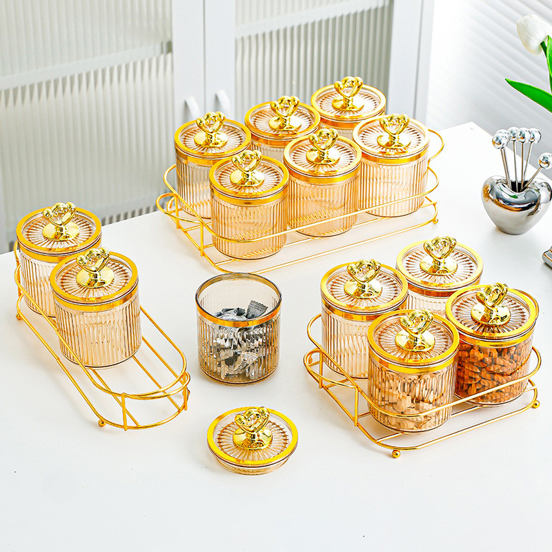 Set Toples Mewah dengan Baki/ Dapur Set Tangki Penyimpanan Toples /Segel Plastik Guci Makanan Kotak 