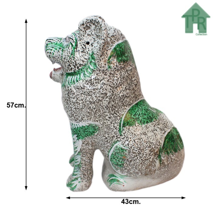 Gerabah - Celengan Tanah Liat Macan Duduk Size Jumbo T57 - Hijau