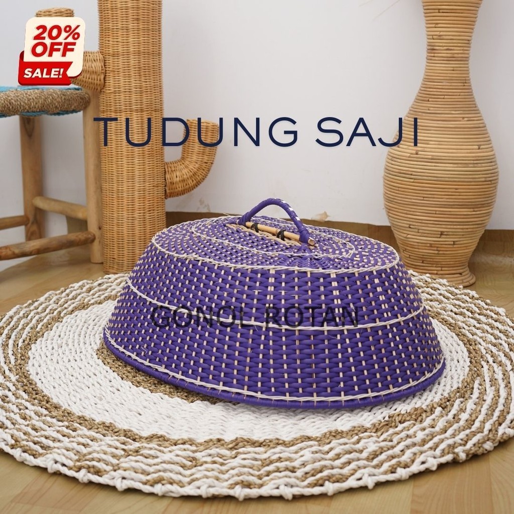 TUDUNG SAJI ASLI ANYAMAN ROTAN KAPASITAS BESAR, KOKOH, MOTIF MODERN MAMPU MELINDUNGI MAKANAN DARI DE