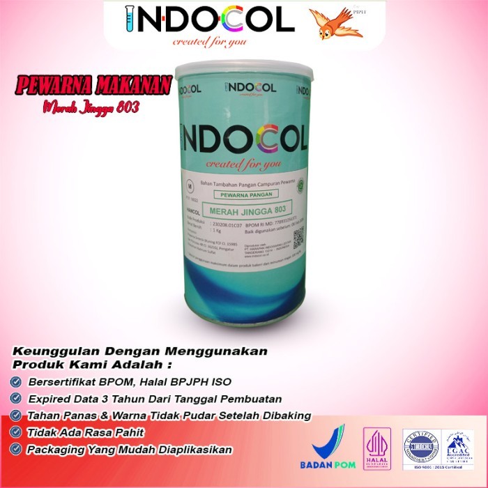 

Pewarna Makanan INDOCOL MERAH JINGGA 803 (ORANGE RED) - PACKING 1KG