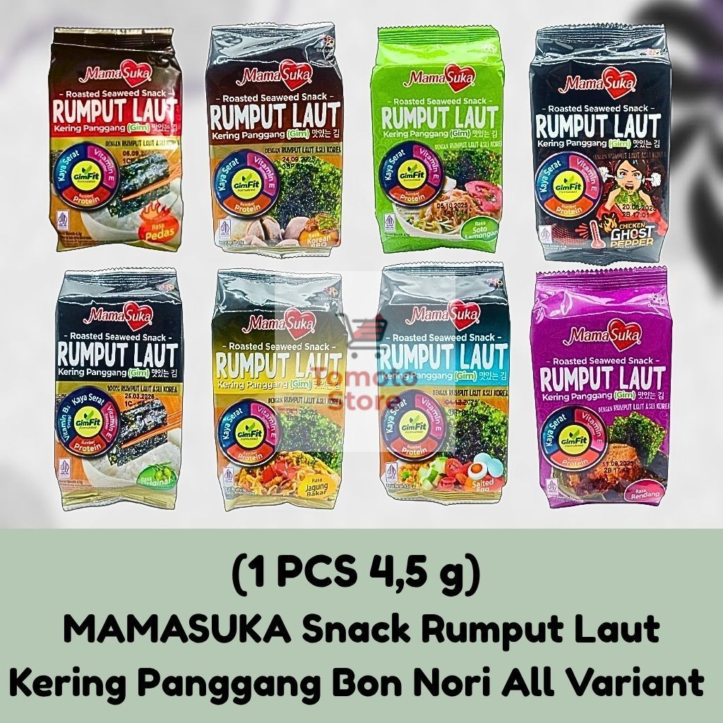 

✨ TOMOTOSTORE ✨ MAMASUKA Snack Rumput Laut Kering Panggang Roasted Bon Nori Seaweed (1 Pc)