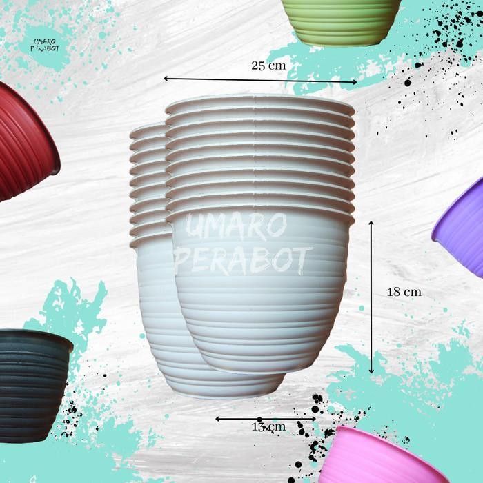GROSIR 1 Kodi Pot Tawon 25 / Pot Tanaman / Pot Bunga / Umaro Perabot - Putih