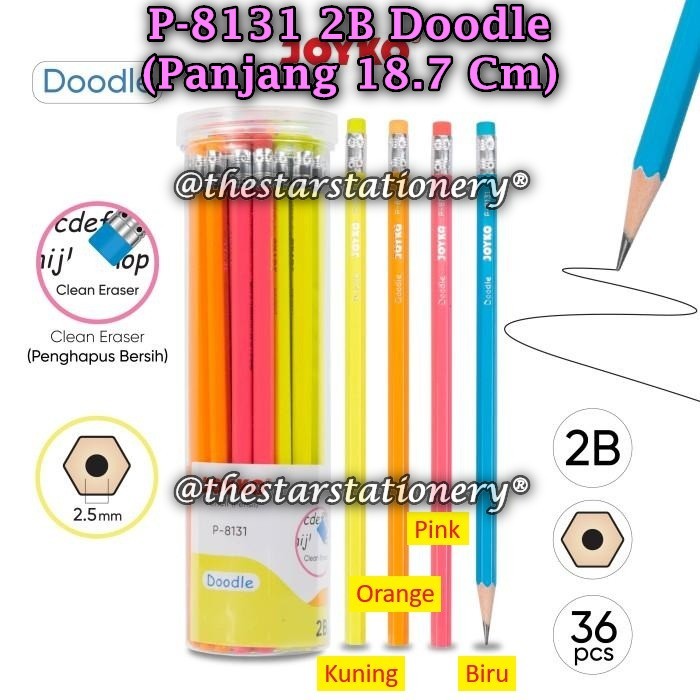 

(1 Tube/36) GROSIR Pensil JOYKO P-8131 2B / Pencil Pensil Joyko P-8131 2B Doodle (Tube/36)
