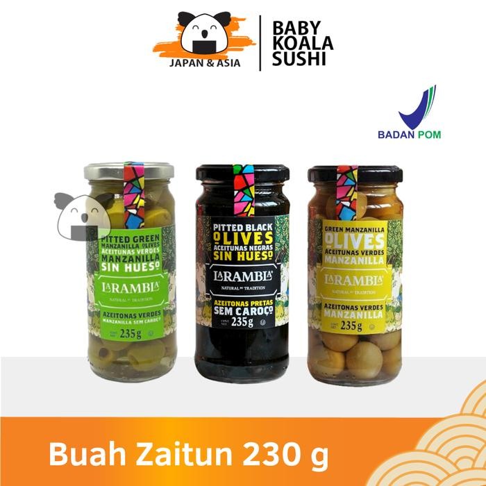 

BUAH ZAITUN SPANYOL 235g | Pitted Black & Green Olives | Olive Zaytun - Pitted Black