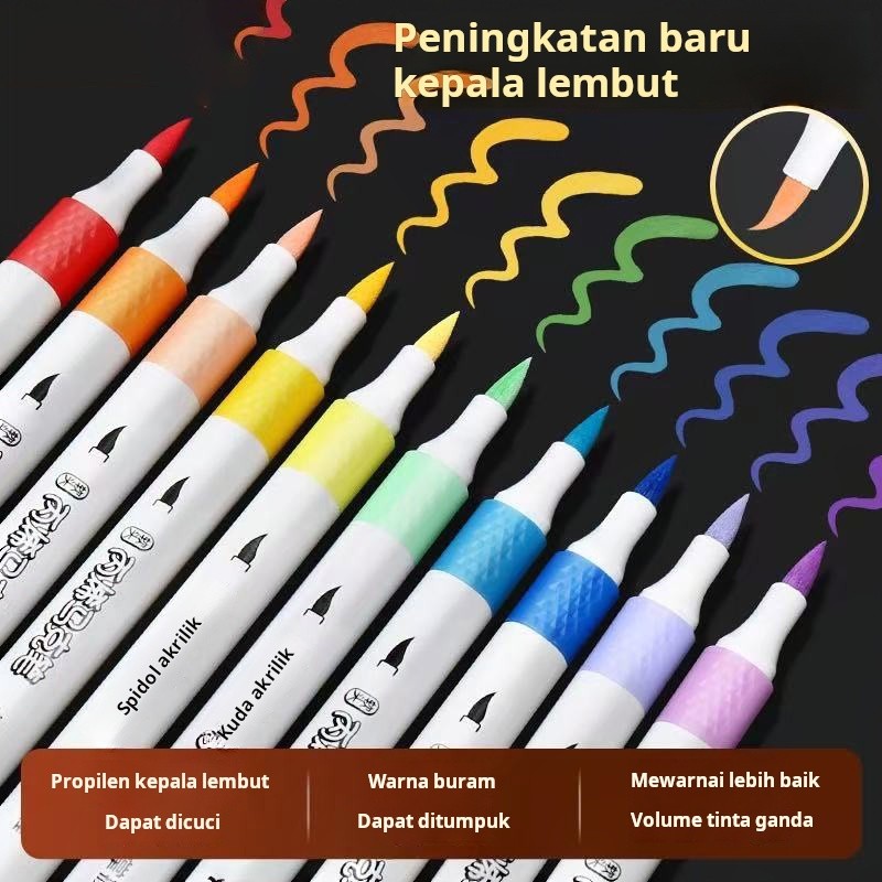 

Pena spidol akrilik asli untuk siswa sekolah dasar untuk menggambar kuas warna seni pena cat air tahan air cepat kering tidak transparan