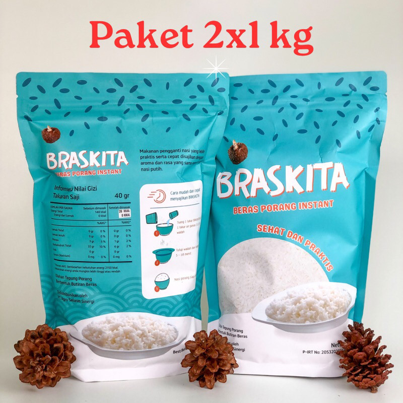 

BRASKITA Paket 2x1 Kg | Beras Porang | Konjac Rice