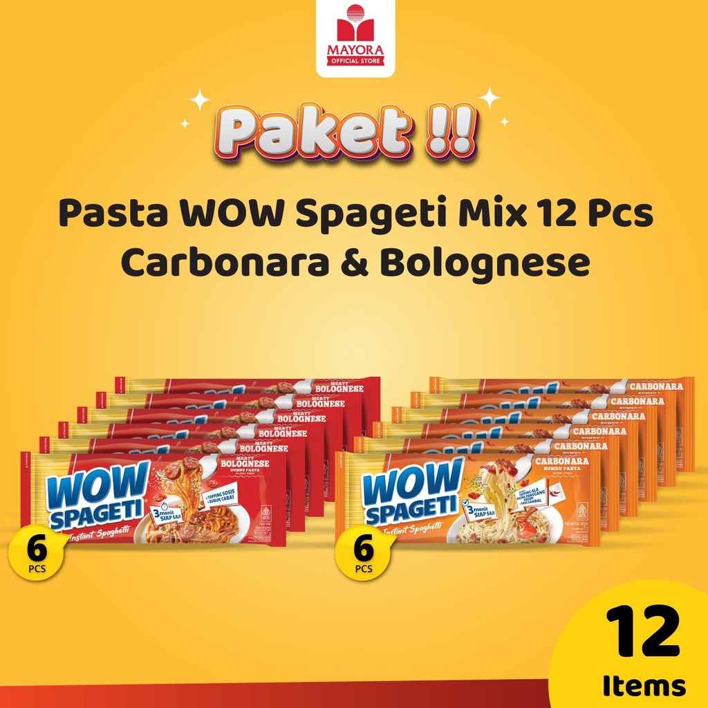 

Paket Pasta WOW Spageti Mix 12 Pcs Carbonara & Bolognese