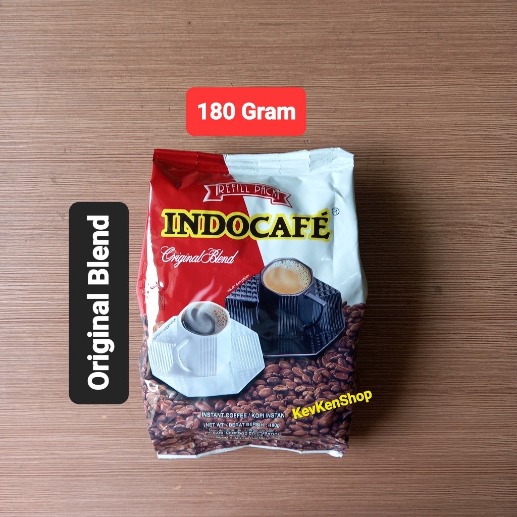 

Indocafe Original Blend Refill Pack 180 Gram Black Coffee Kopi Hitam Kemasan Isi Ulang 180Gram