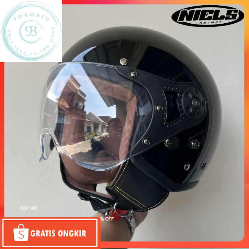 Helm Termurah / HELM BOGO NIELS HIJAB BISA UNTUK WANITA / PRIA KACA PILOT