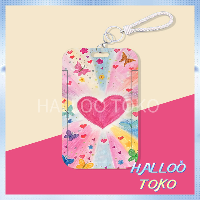 

ID CARD HOLDER MOTIF KAWAII TEMPAT KARTU PHOTOCARD PHOTO CARD Pelindung + Hati Berwarna Kupu-Kupu