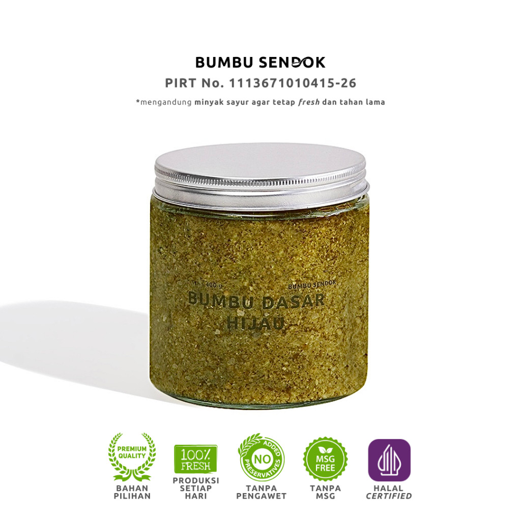 

Bumbu Dasar Hijau 400g --- BUMBU SENDOK Halus Dapur Instan Masak Homemade Basah Tanpa MSG Lengkap Komplit Giling MPASI Putih Merah Bombay Kating Brebes Baceman Cepat Saji Favorit Premium Cumi Asin Cabe Ijo Nasi Goreng Sambal Sambel
