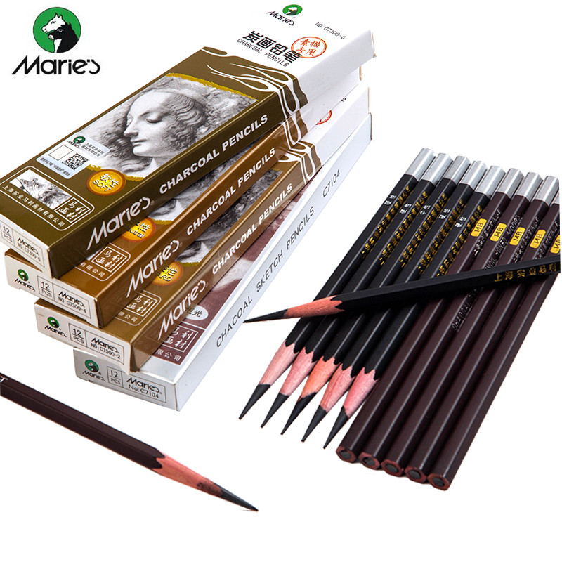 

Maries Soft Medium Hard Black Sketch Charcoal Pencil for Sketching Drawing Painting Office School Stationery Art Supplies