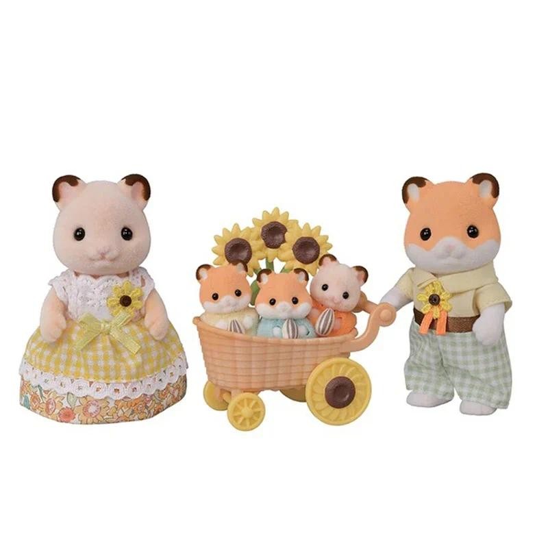 Sylvanian Families  Aceessories Figures Original Popcorn Car Love Rat Dolls for Girls Kids Toys Girl