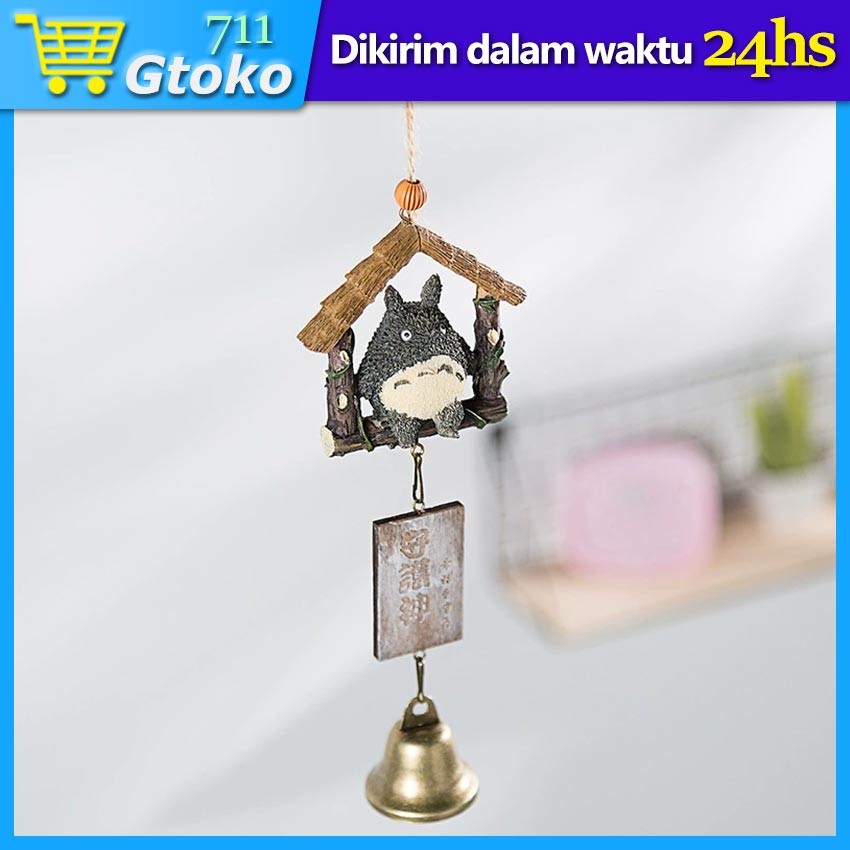 Lonceng Angin Totoro Karakter Kartun Kreatif Material Resin Wind Chimes Japanese Style Hiasan Taman 