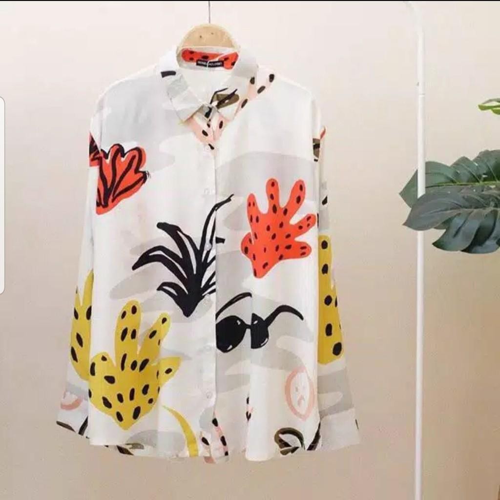 YR 3M KEMEJA 4103 tM THREE M SEA PLANTS SHIRT PREMIUM FASHION ATASAN WANITA ANGGUN MODIS