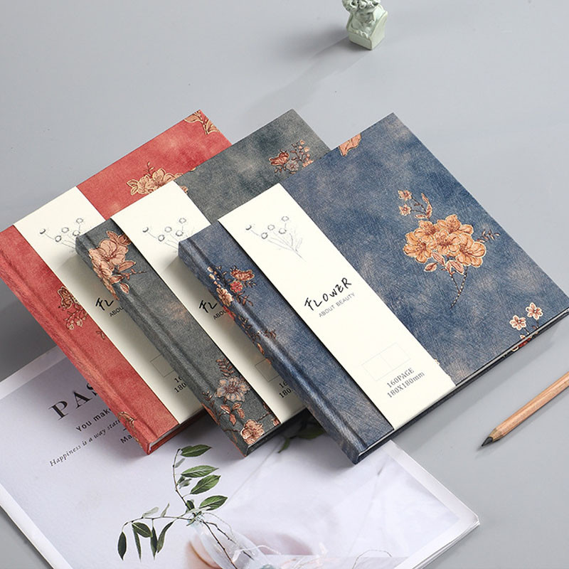

20K Silk Hand Ledger Literary Retro Cloth Cover with Blank Inner Pages and Colored Lead Drawing Book Student Thickened Notebook