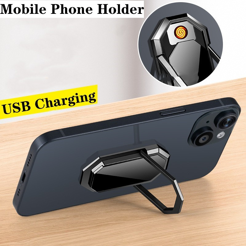 Handphone USB Lighter Stand / Korek Api Elektrik Ring Holder / Hp Praktis dan Multifungsi / Korek Ap