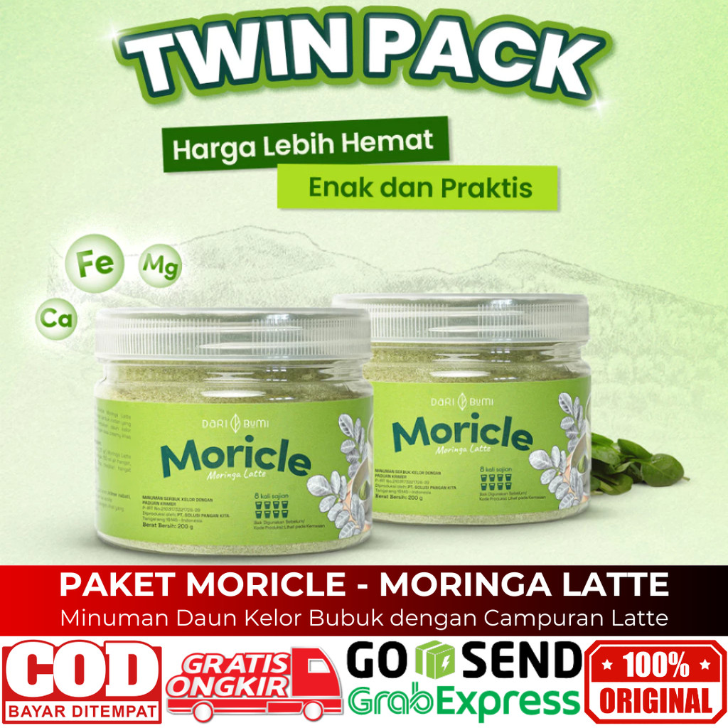 

Paket Bundling Moricle Moringa Latte Minuman Daun Kelor Twin Pack 200 Gram Dari Bumi Original