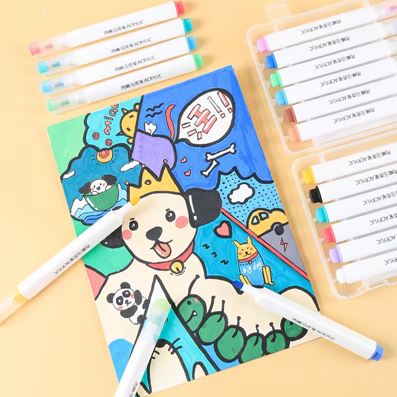 

24/48/60 Warna Pen Marker Cat Graffiti DIY Kerajinan Acrylic Paint Marker Set Cepat Kering Tahan Air / Spidol Acrylic Painter / Menggambar Kreativitas Seni Edukasi Anak