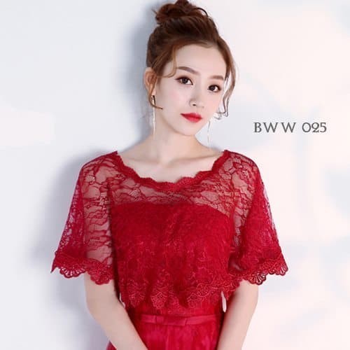 Aksesoris Cardigan Bolero Pesta Wedding Lace Maron Bolero Bww 025