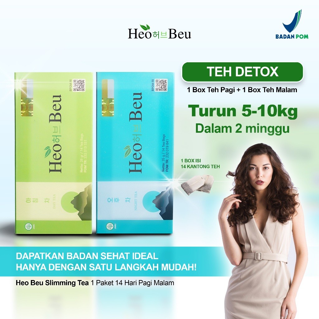 HeoBeu 1 Paket Pagi & Malam Heo Beu Teh Pelangsing Diet Detox 1 Paket 14 Hari Pagi Malam HeoBeu Slim