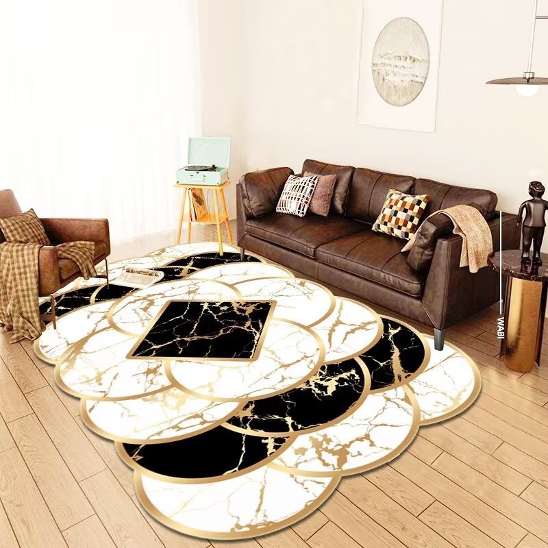 

Gold Diamond Velvet Nordic Light Luxury Geometric Marble Living Room Study Bedroom Dining Room Bathroom Carpet Floor Mat