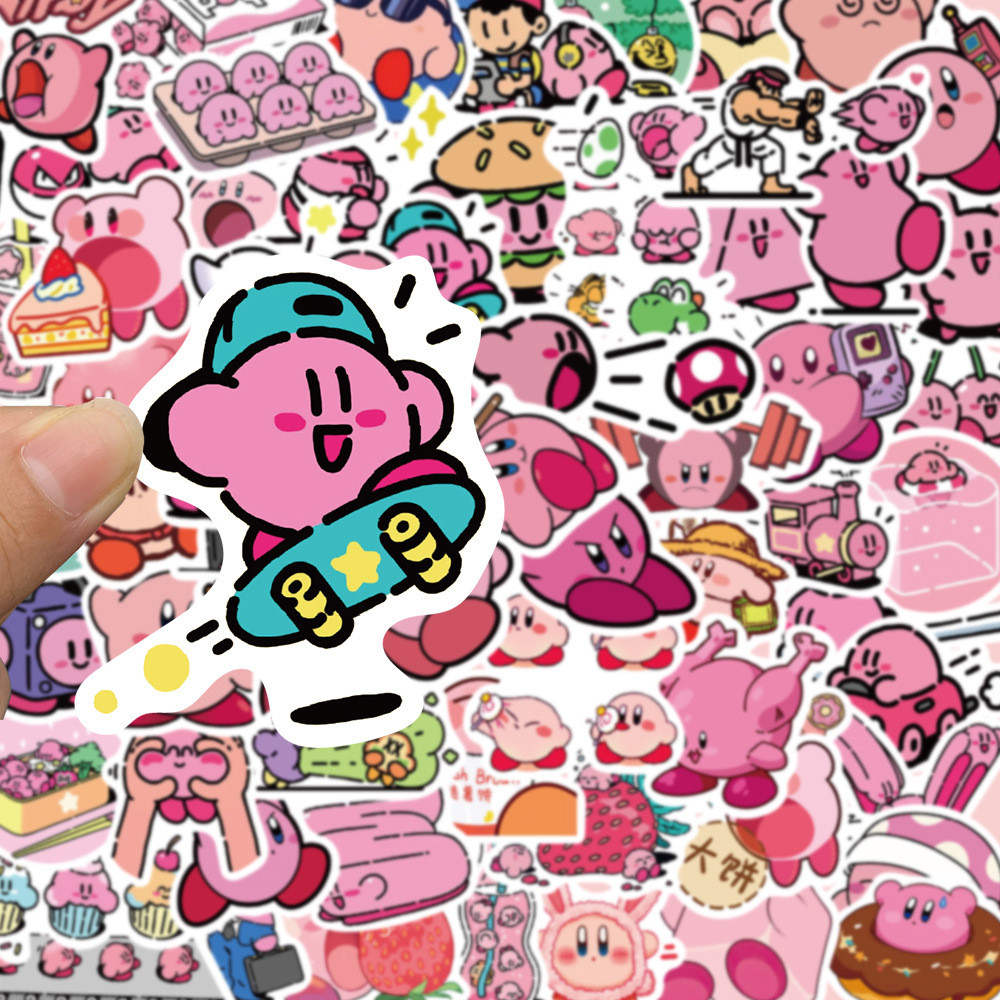 

65PCS Funny Cartoon Kirby Kawaii Stickers DIY for Girls Laptop Guitar Skateboard Waterproof PVC Decals Cute Sticker Pack Kid Toy