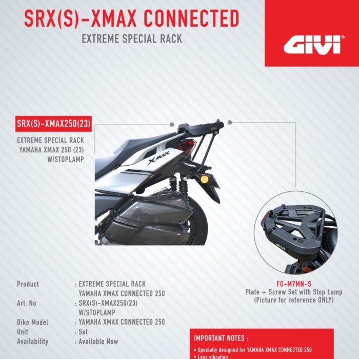 BRACKET BOX GIVI SPECIAL RACK EXTREME XMAX 250 CONNECTED ORIGINAL GIVI SRX-S