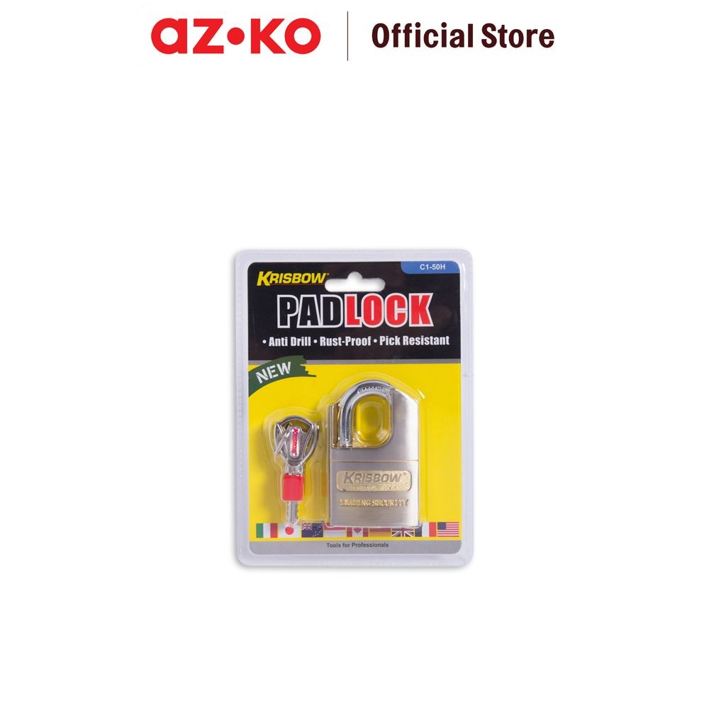 AZKO Krisbow Gembok Zinc Alloy C1-50h Steel Padlock Besi Gembok Pintu Pager Rantai Pengunci Pengaman