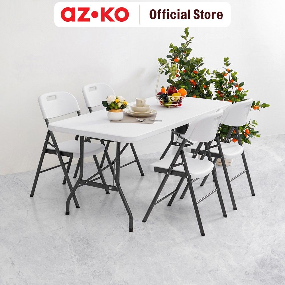 AZKO Krisbow Meja Lipat Serbaguna 182 cm - Putih Meja Taman Serbaguna Foldable Desk Picnic Table Out