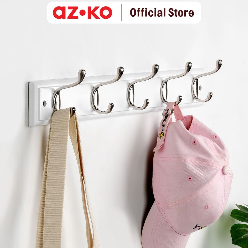 AZKO Stora Gantungan Dinding 5 Kait - Putih Wall Hook Hanger Dinding Wall Organizer Gantungan Pintu