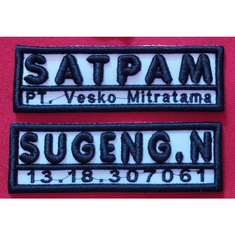 Bordir Logo BORDIR TIMBUL 3D SATU SET NAMA DAN TULISAN SATPAM  + NO.REG / POLOSbisa pesan satuan