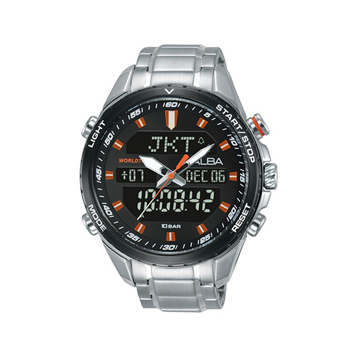 JAM TANGAN PRIA ALBA ACTIVE AZ4057  AZ4057X1 DIGITAL STAINLESS