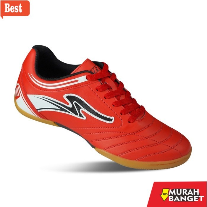 rekomendasi sepatu futsal Speed - Sepatu Futsal Cube Merah Hitam - Sepatu Futsal - Merah Hitam, 42