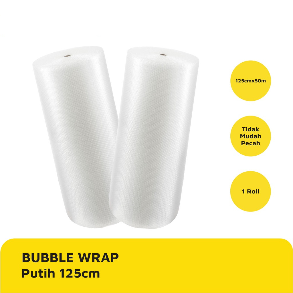 

BUBBLE WRAP LEBAR / UNTUK PACKING BARANG WARNA PUTIH UKURAN 1,25 M X50 M (1 ROLL) MURAH