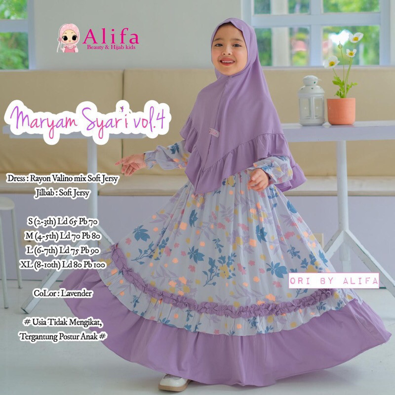 [CUCI GUDANG] Gamis Anak Perempuan Umur 2 - 12 Tahun Free Hijab | Maryam Kids by Alifa