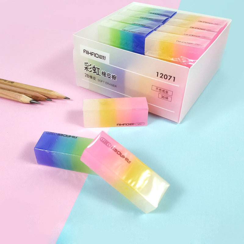 

1pc Hobby Rainbow Eraser Jelly Gradient Candy Color Rainbow Children's Creative 2B Eraser Cute School Supplies Korea Stationery