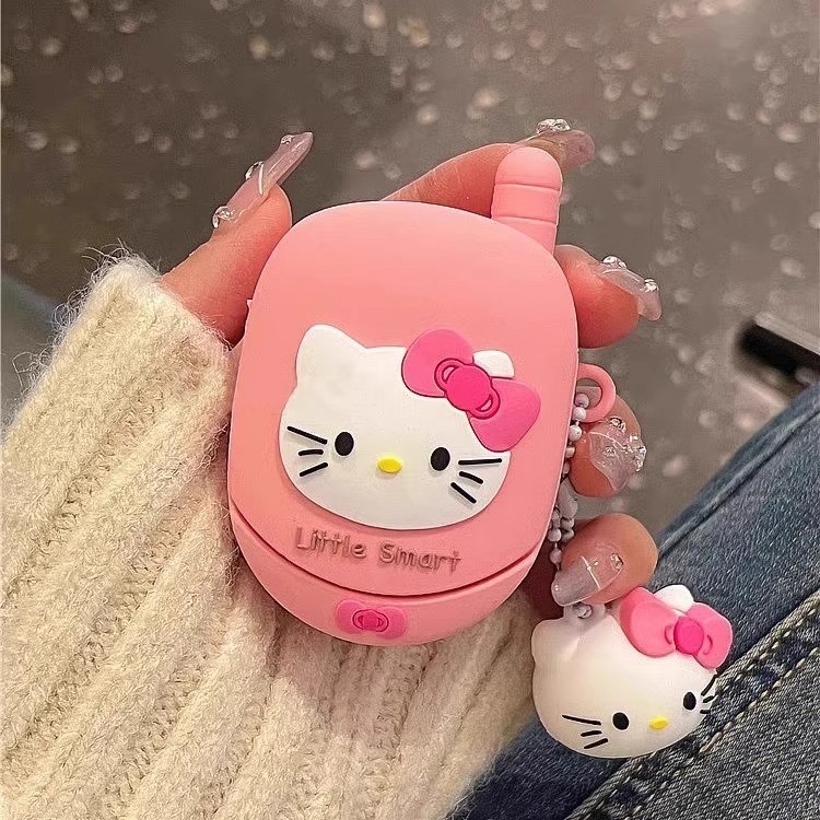 Pink KT Cute Cartoon Soft Silicone Case with Pendant For AirPods 1 2 3 AirPods Pro 2 4 InPods 12 i12