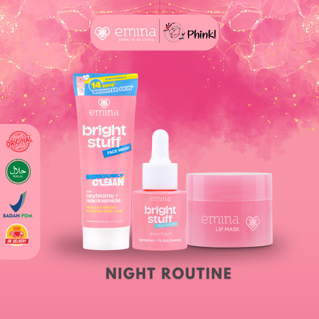 CANTIKA- Emina Night Routine Paket skincare untuk remaja dewasa mencerahkan memutihkan menghaluskan 
