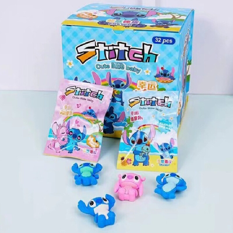 

Stitch Eraser 32pcs Disney Kawaii Student Stationery Cartoon 3d Blind Bag Pencil Eraser Cleaning Tools Cute School Gifts Office