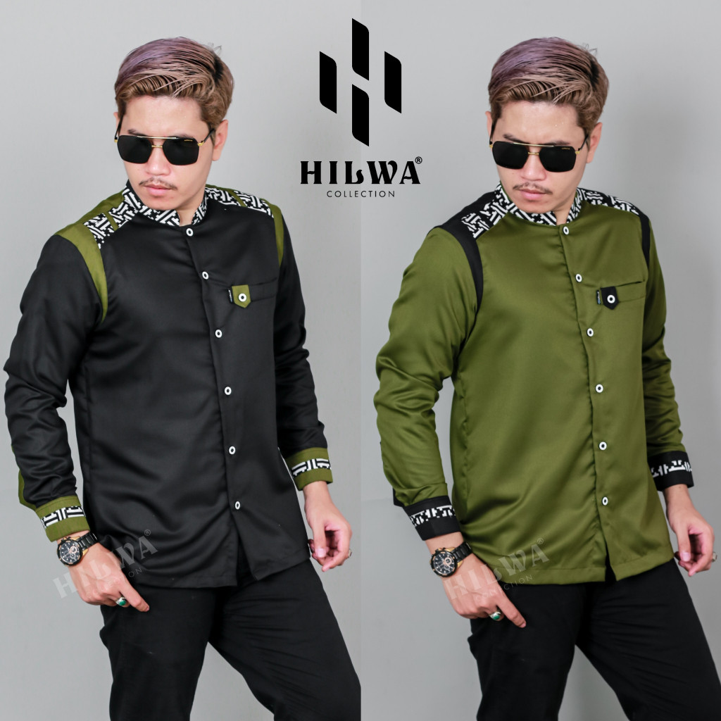 HILWA OFFICIAL - Baju Koko Lengan Panjang Motif TR Bahan Toyobo Fodu Original Seragam Hadroh Azzahir