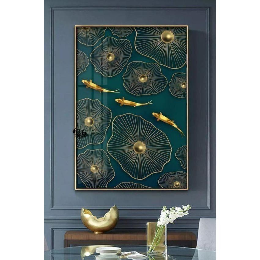 Lukisan abstrak ikan koi hiasan dinding mewah ruang tamu - future art painting