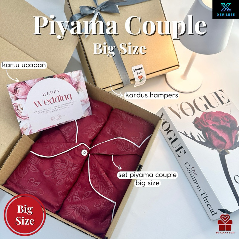 Hampers Wedding Piyama Couple Bigsize Set | Piyama Couple Jumbo |  Kado Pernikahan | Anniversary Pas