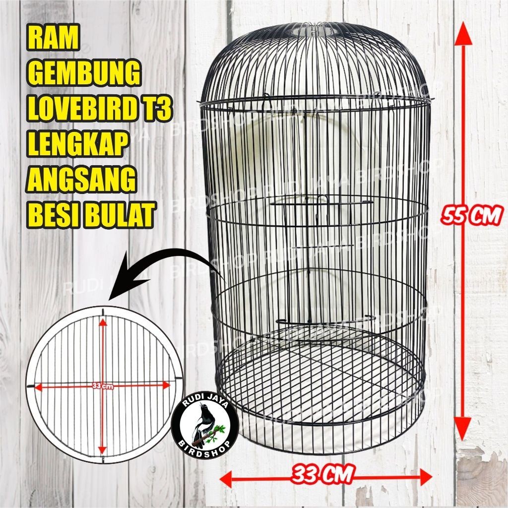 READY RAM GEMBUNG LOVEBIRD T3 SANGKAR KAPSUL LENGKAP ANGSANG BESI BULAT KANDANG BURUNG LABET TRUCUK 