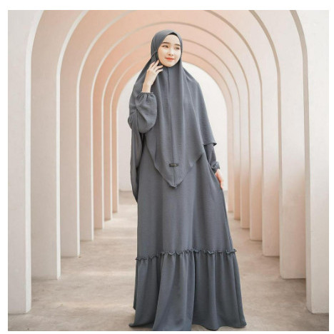 Gamis Kekinian Keren Murah Dress Cantik /Gamis wanita syari syakira set hijab busui crinkle dress mu
