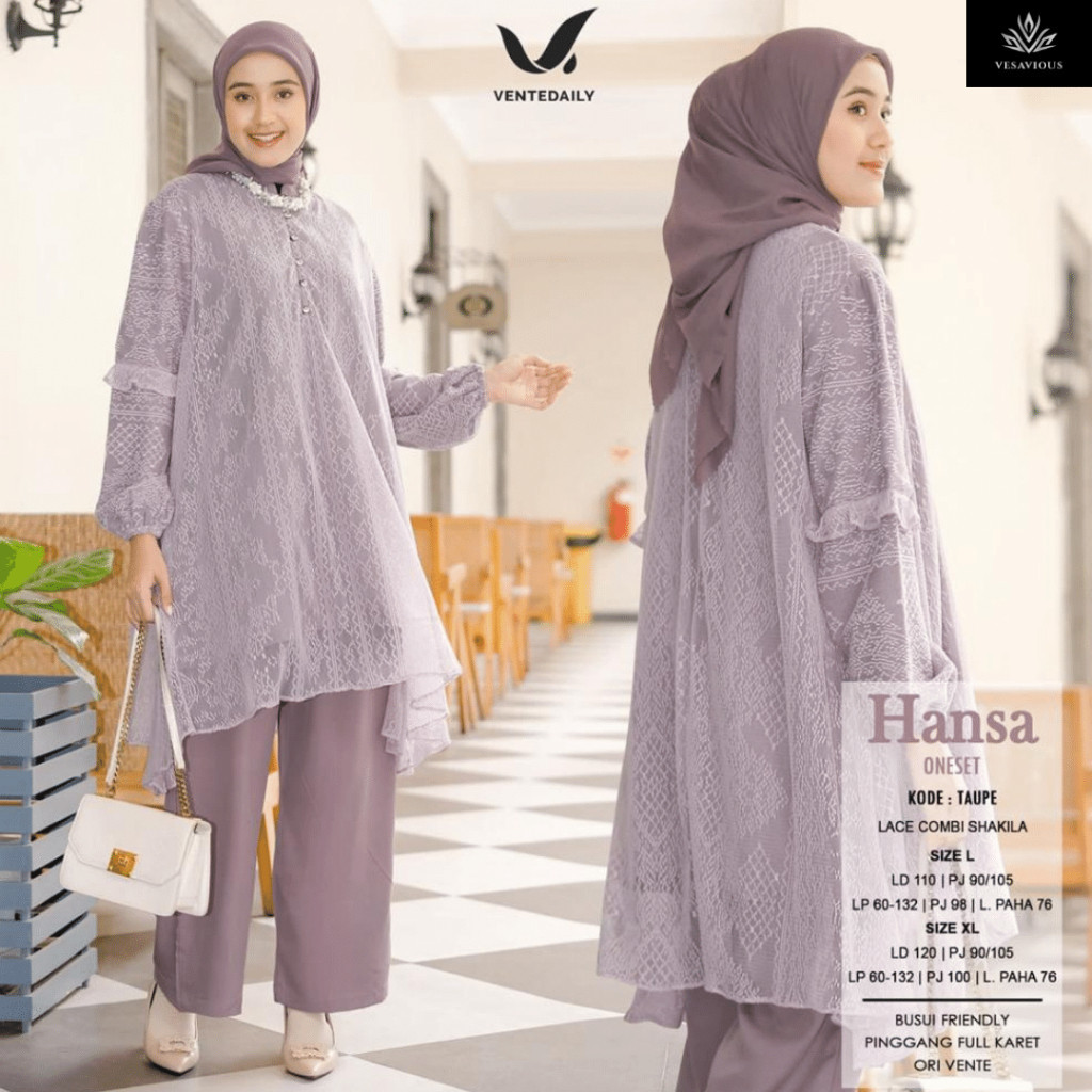 Vente Daily Setelan One Set Wanita Jumbo Kekinian Ootd Outfit Kondangan Ld 120 Hansa