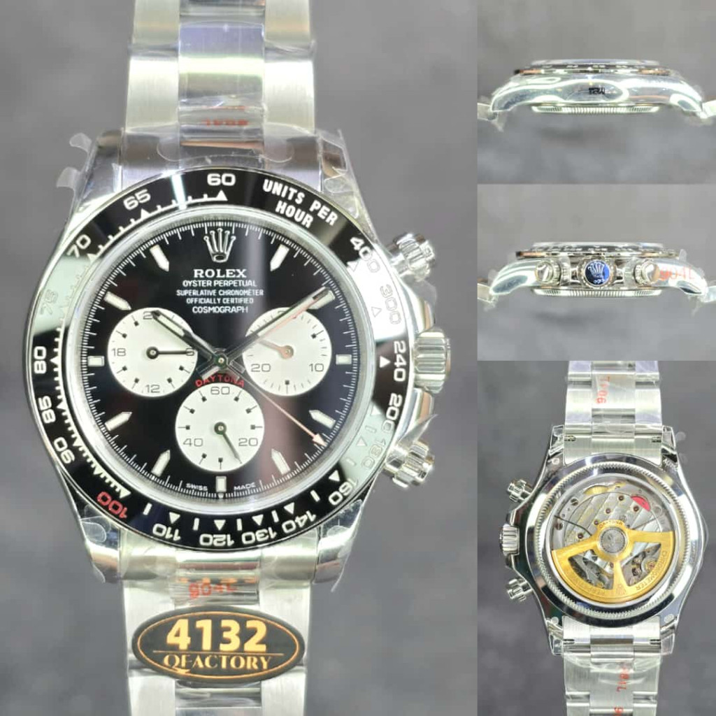 Jam Tangan Rolex Daytona Le Mans 4132 Q Factory Swiss Automatic 41mm Silver Black Dial