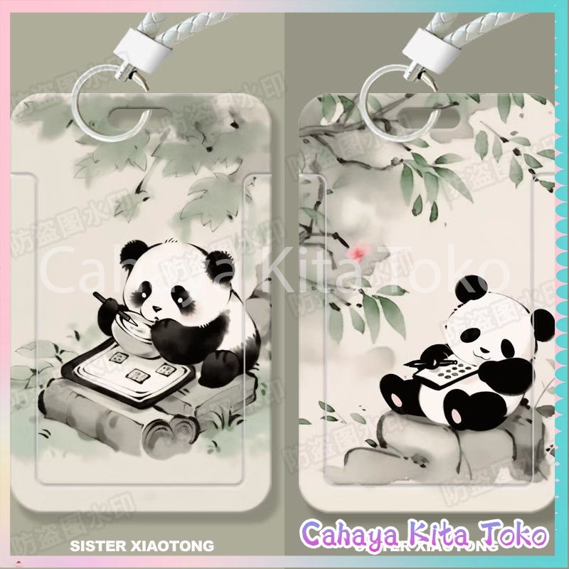 

ID CARD HOLDER/SARUNG KARTU/pesanan Hadiah Khusus/SUPPORT HARGA GROSIR/Beruang panda yang suka makan bambu dan bambunya