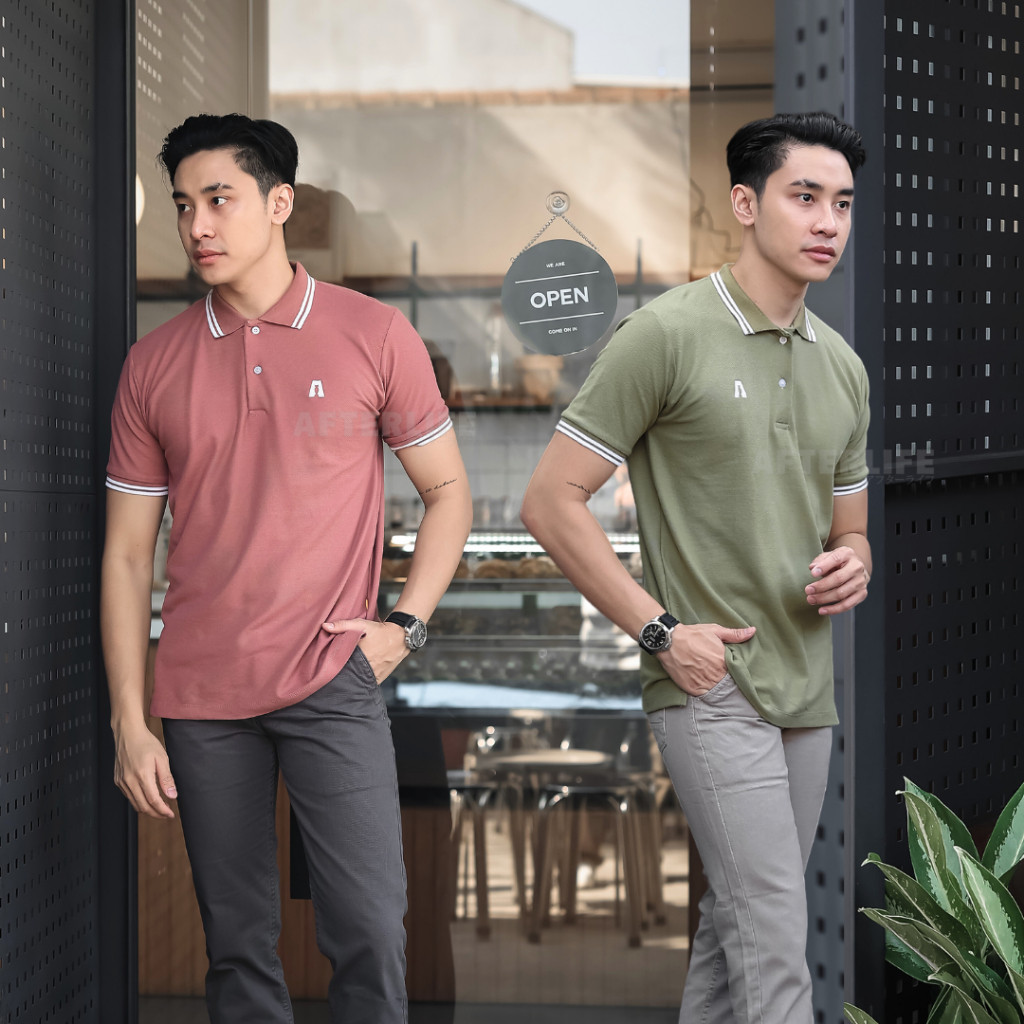 FJ34NS AFTERLIFE - Elega Strip Polo Shirt All Varian