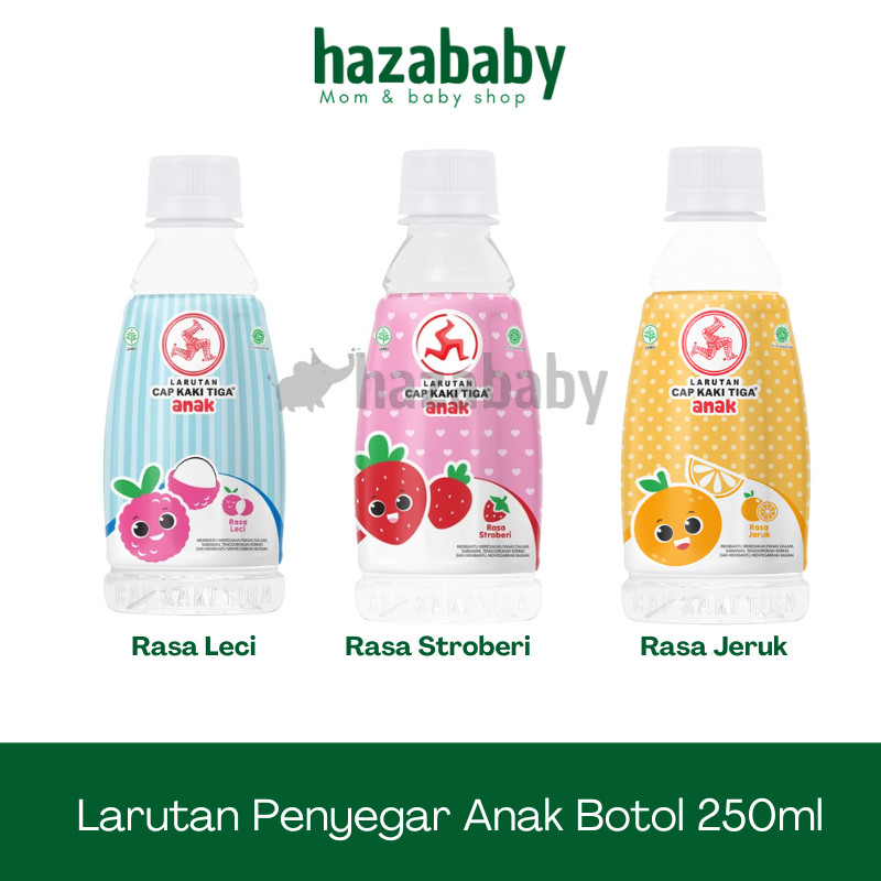 

Larutan Cap Kaki Tiga Anak Aneka Rasa Botol 250ml | Leci Strawberry Jeruk